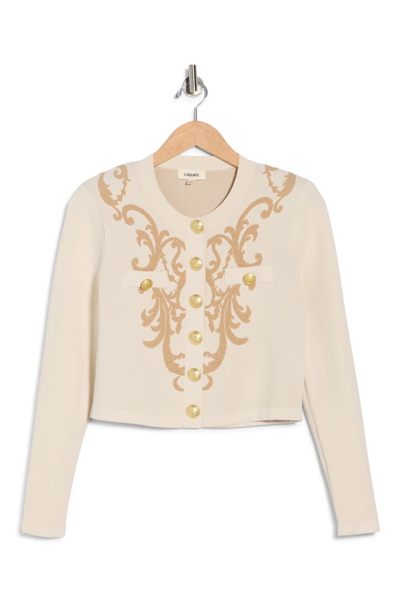 Kota Jacquard Cardigan, Alternate, color, BONE/ CAPPUCCINO
