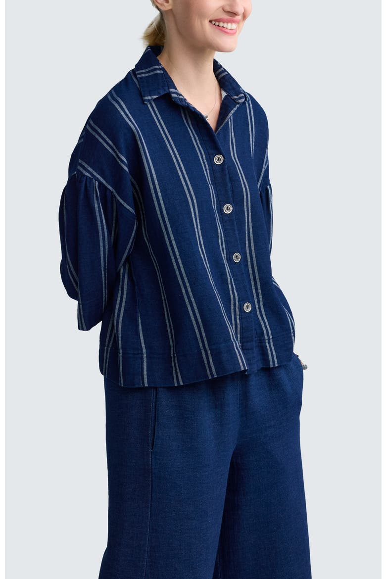 Jasmina Boxy Denim Muslin Jacket, Alternate, color, Stripe Denim