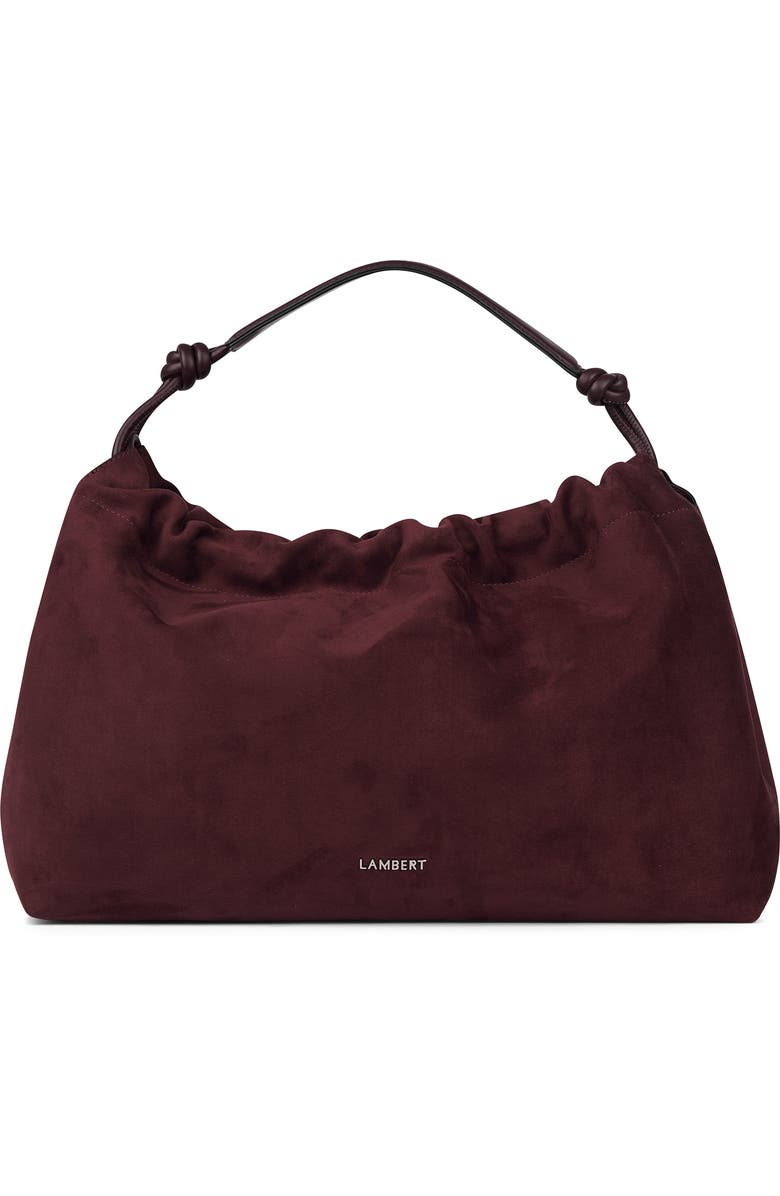 Lambert Lara - Vegan Suede Shoulder Bag, Main, color, Mahogany