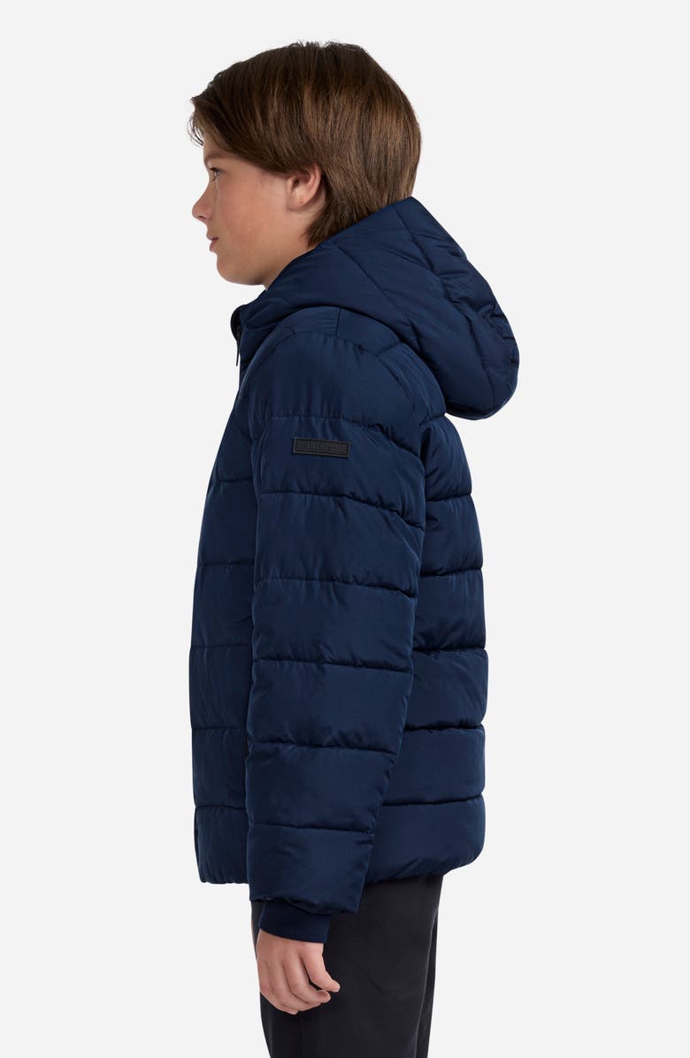 abercrombie kids Kids' Midweight Hooded Puffer Jacket, Alternate, color, Navy Blazer