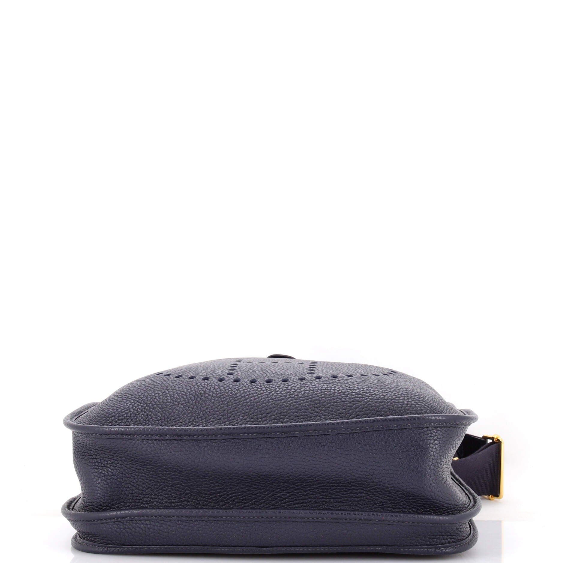 Pre-Owned Hermes Evelyne Bag Gen III Clemence GM, Alternate, color, Bleu Nuit