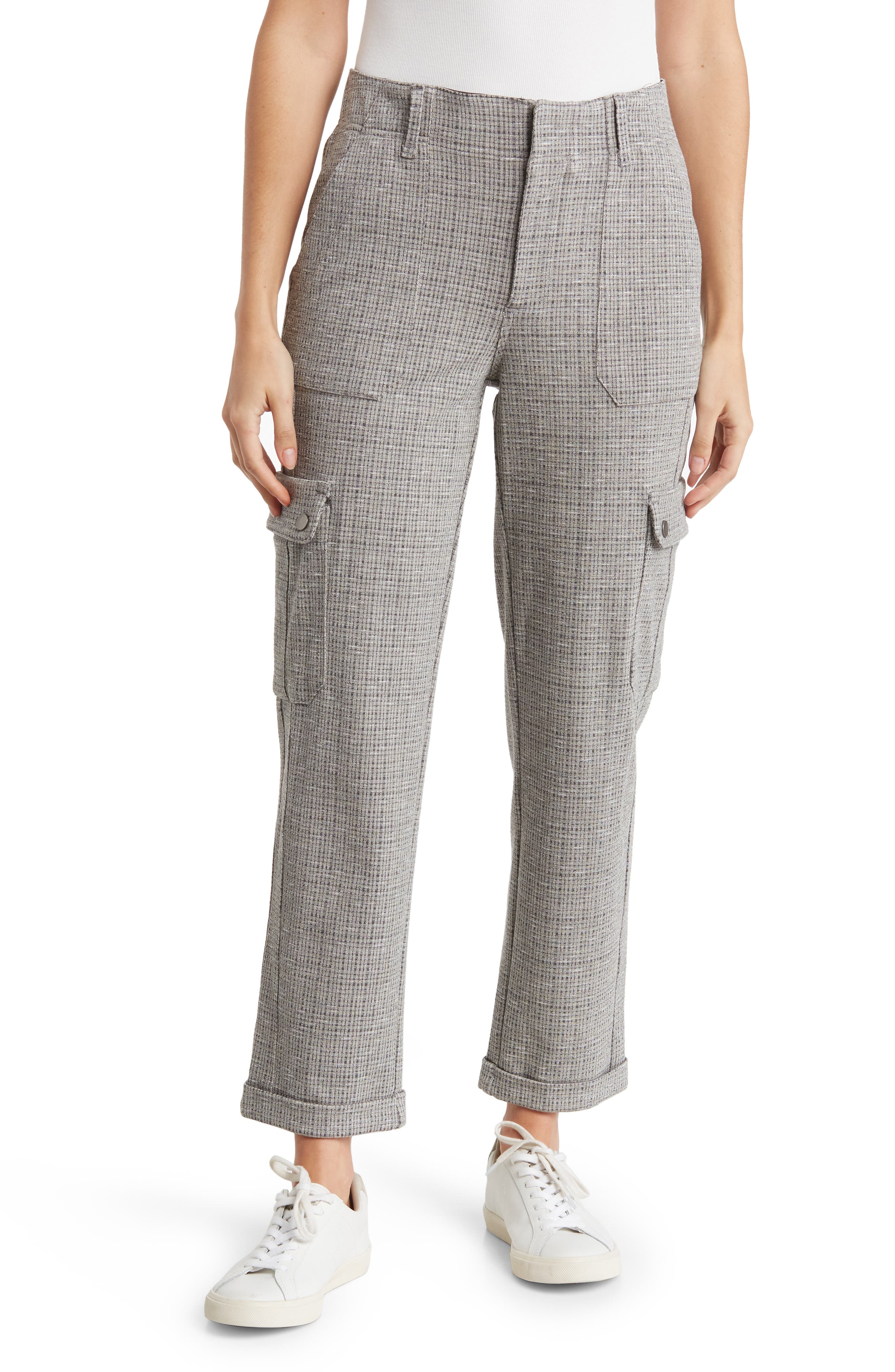 Democracy AB Tech Plaid High Waist Cuffed Cargo Pants (Women ...