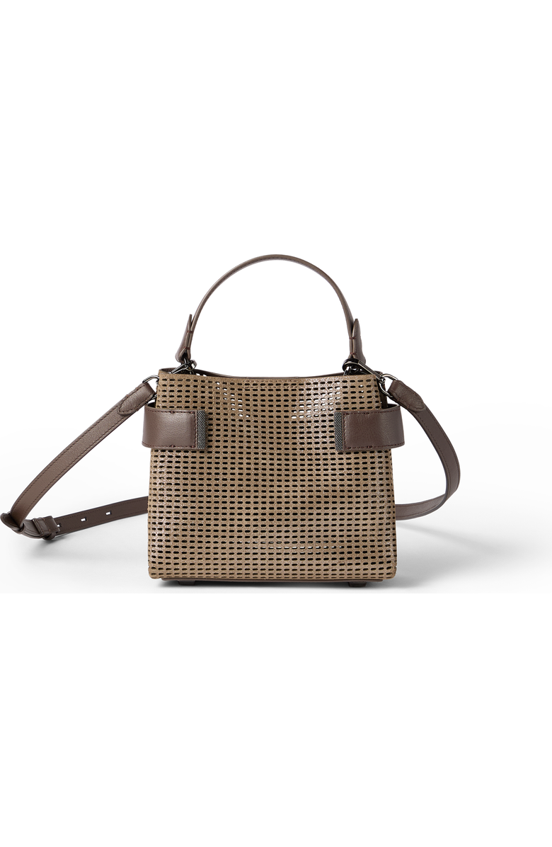 Brunello Cucinelli Leather Essence small top-handle bag, Main, color, Brown