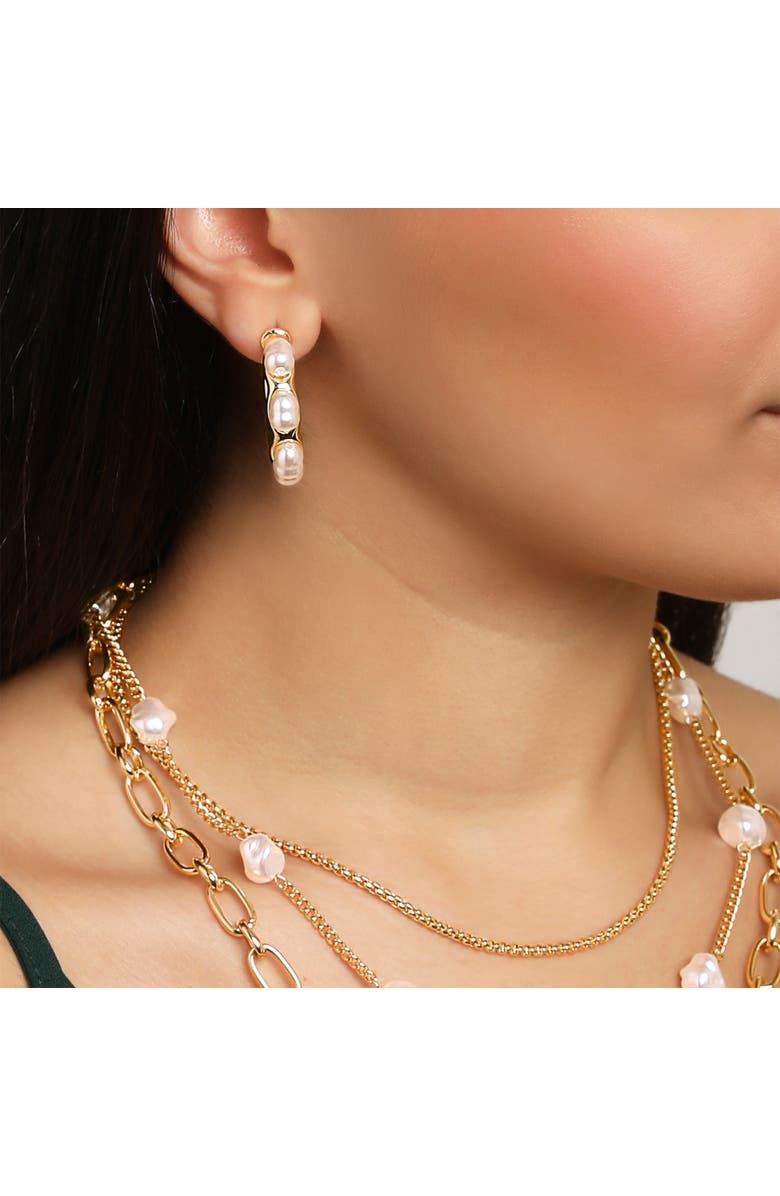 BCBG Pearl Hoop Earrings, Alternate, color, 