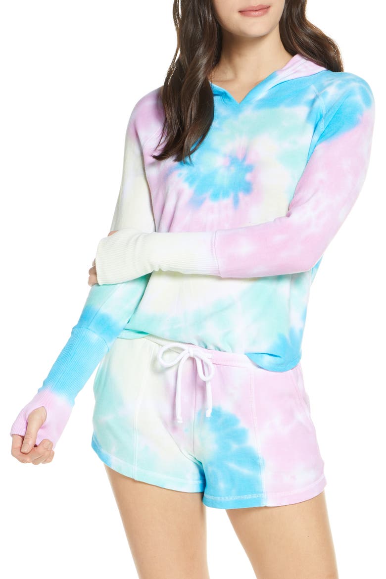 Tie Die Raglan Sleeve Hoodie, Main, color, TIE DYE