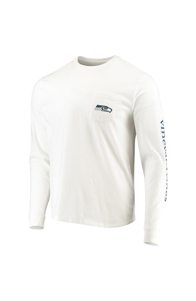 vineyard vines Men's Vineyard Vines White Seattle Seahawks Whale Helmet Long Sleeve T-Shirt, Alternate, color, White
