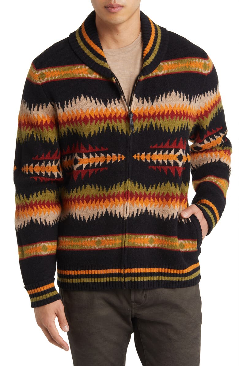 Pendleton Tye River Zip Front Lambswool Cardigan, Alternate, color,