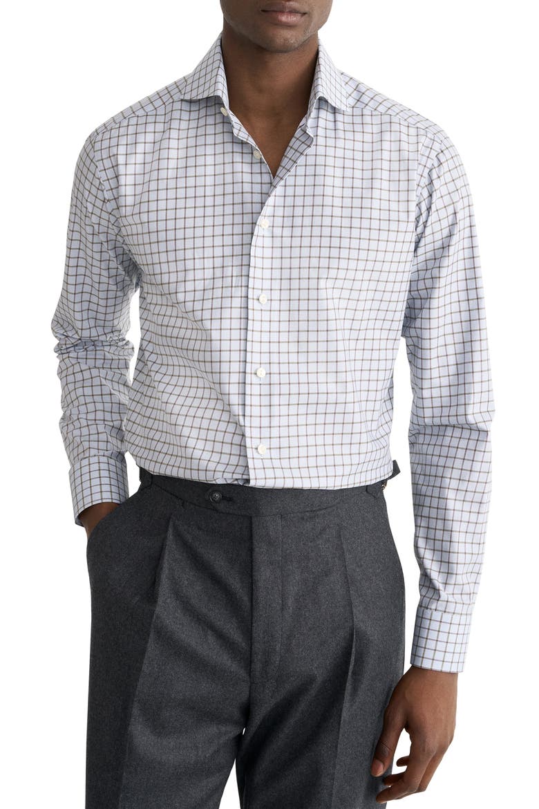 Contemporary Fit Checked Dress Shirt, Main, color, LIGHT BLUE