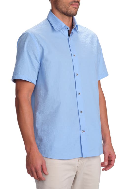 Studio Garnet Los Angeles Seaside Short Sleeve Cotton Seersucker Button-up Shirt In Blue