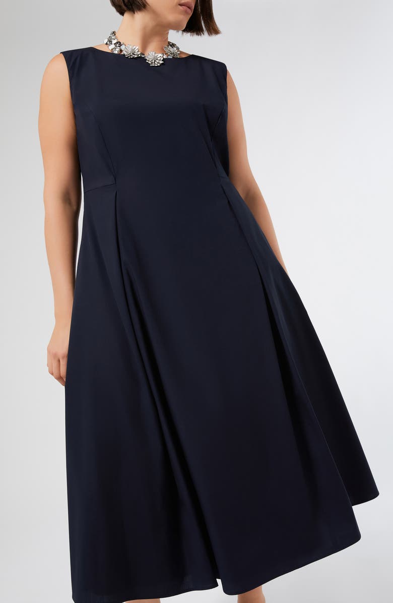Marina Rinaldi Zimino Sleeveless Stretch Cotton Midi Dress, Alternate, color, Midnight Blue