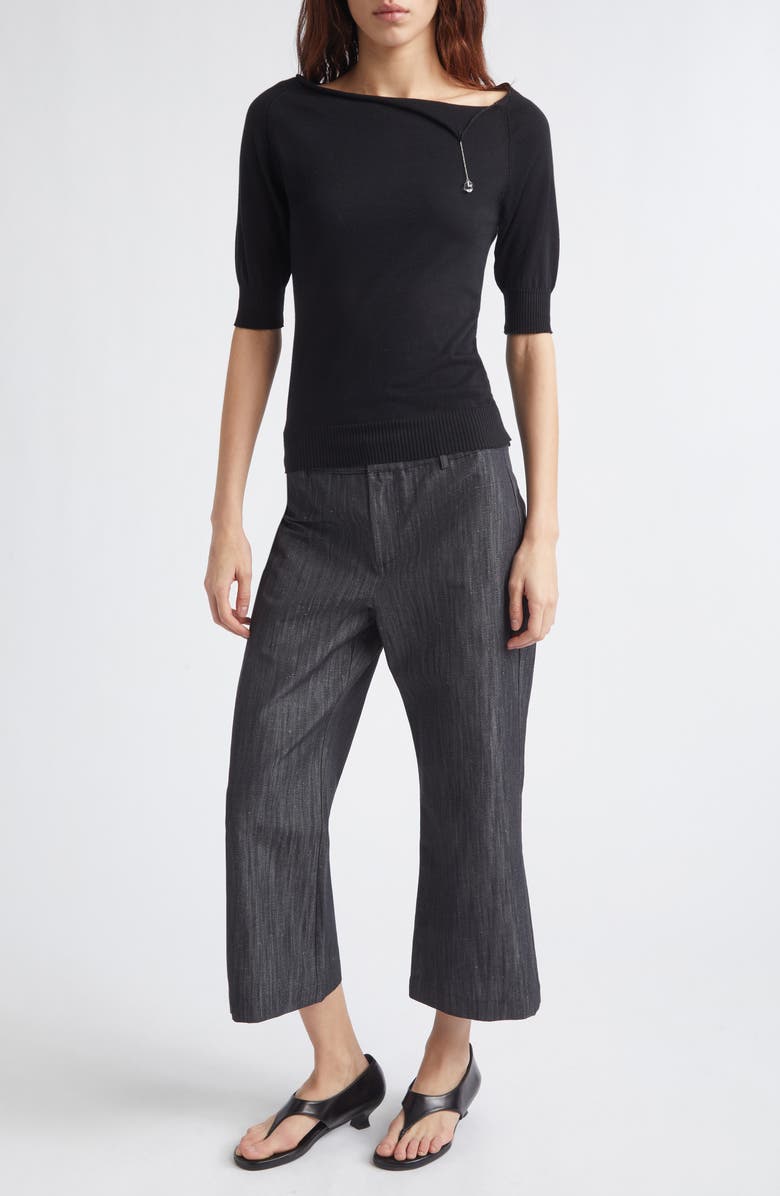 Paloma Wool Cain Crystal Tassel Cotton Sweater, Alternate, color, Black