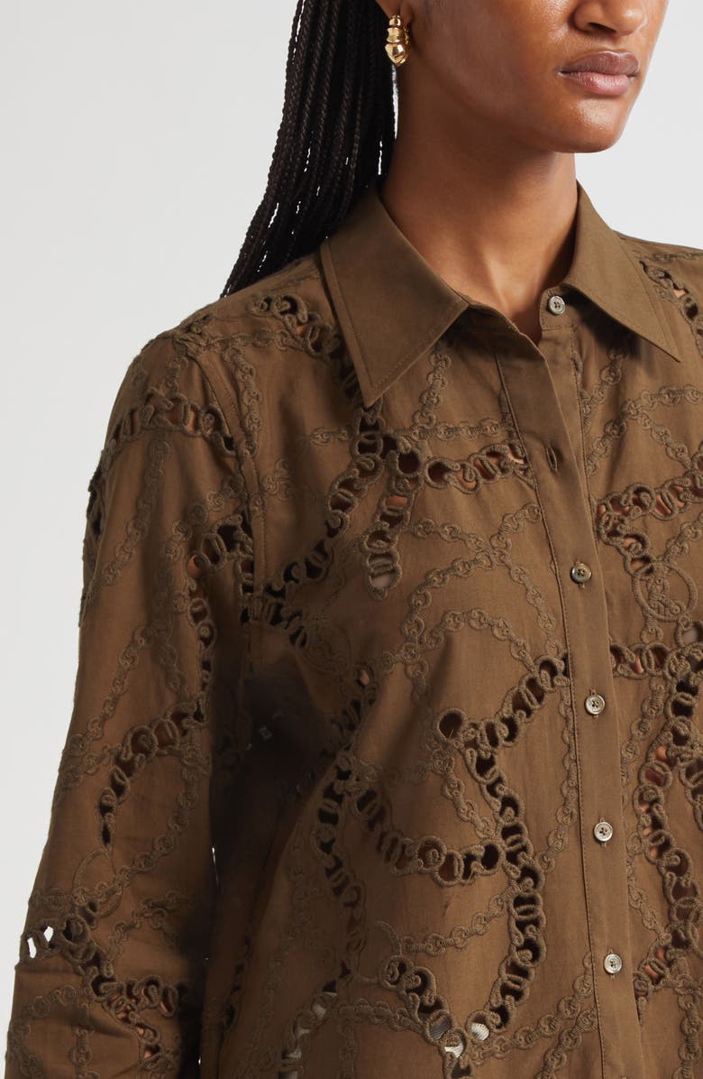 L'AGENCE Ellery Eyelet Cotton Blend Top, Alternate, color, Pine
