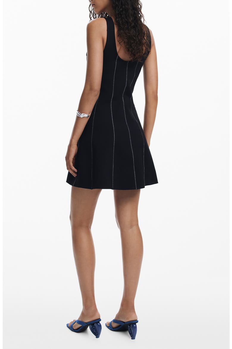 Embroidered Sleeveless Stretch Cotton Minidress, Alternate, color, BLACK