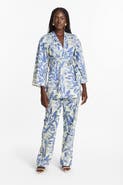 DIARRABLU Leer Pants Toile Blu in Printed Cotton Poplin