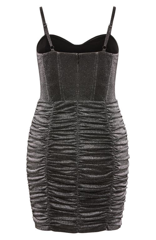 City Chic Amaia Metallic Ruched Corset Minidress In Brown