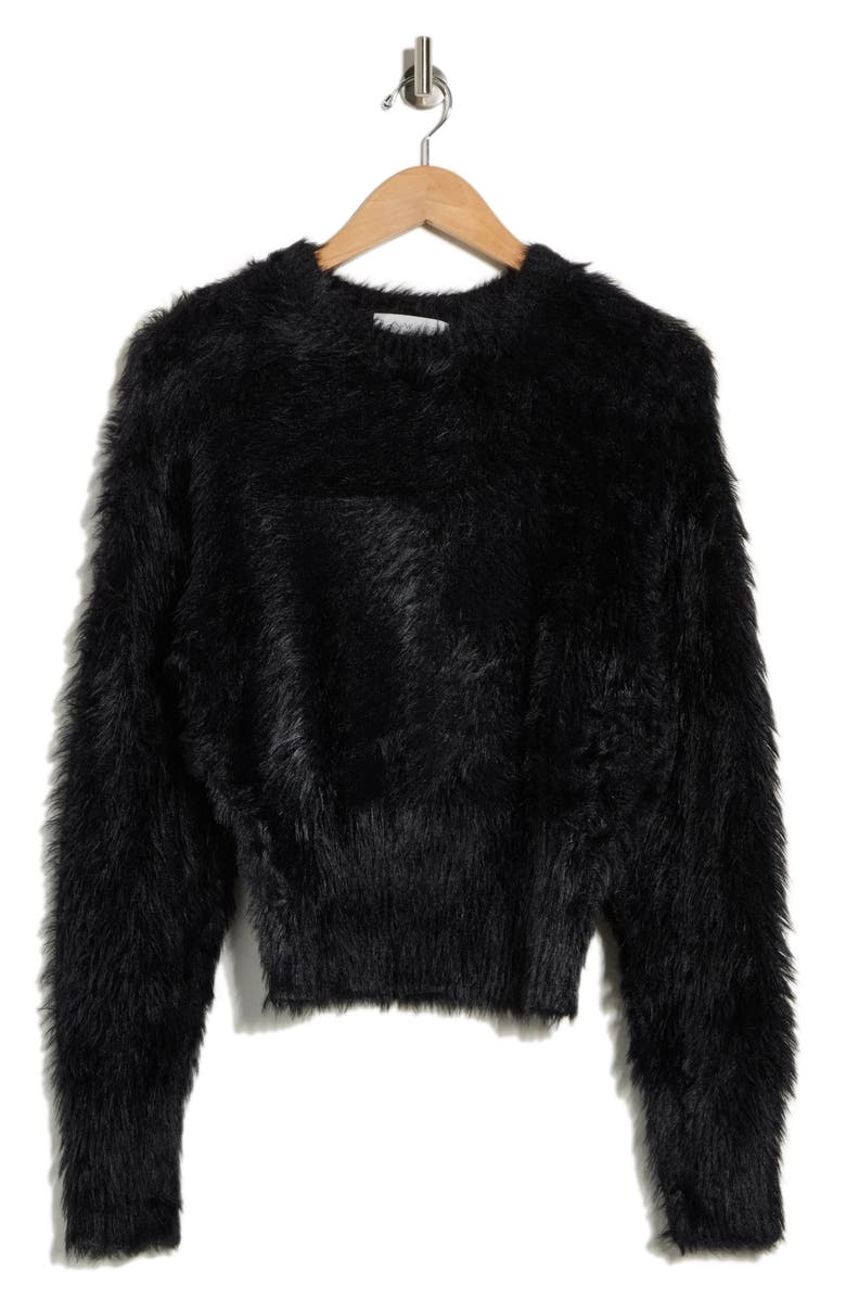 WAYF Fluffy Crop Sweater, Main, color, Black