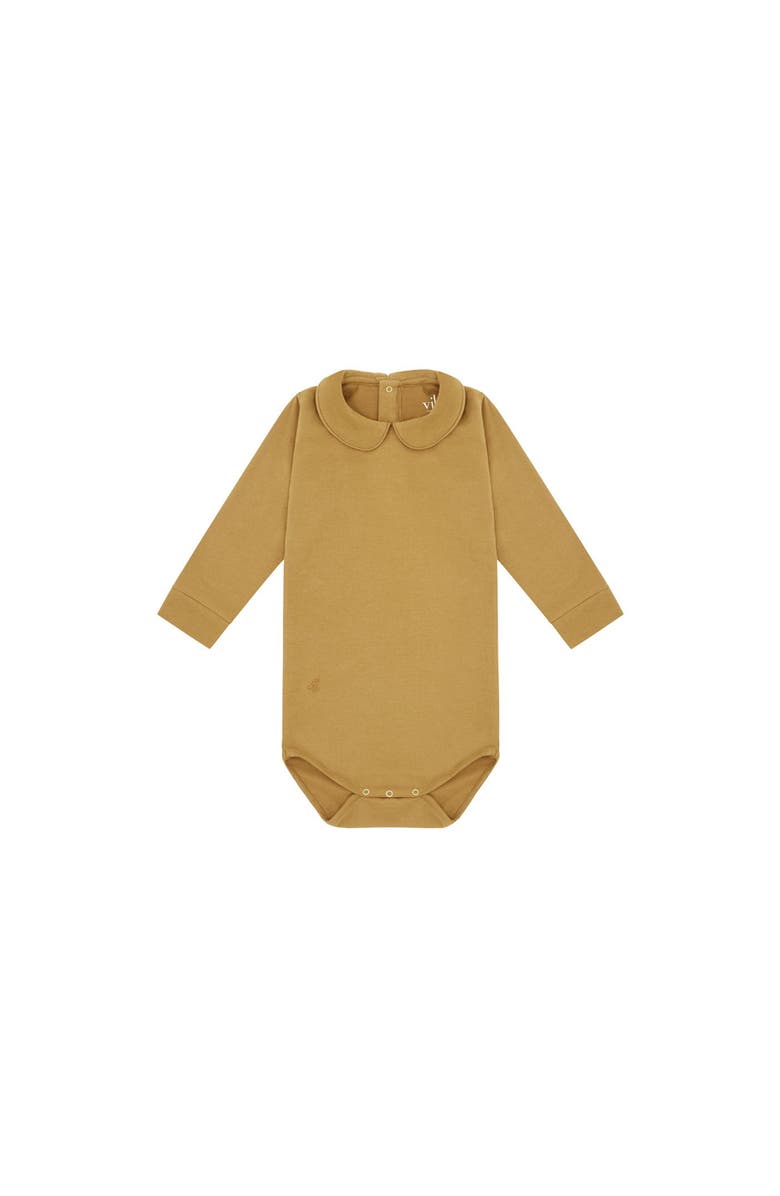 Vild House of Little LS Organic Cotton Collared Bodysuit, Main, color, Clever Camel
