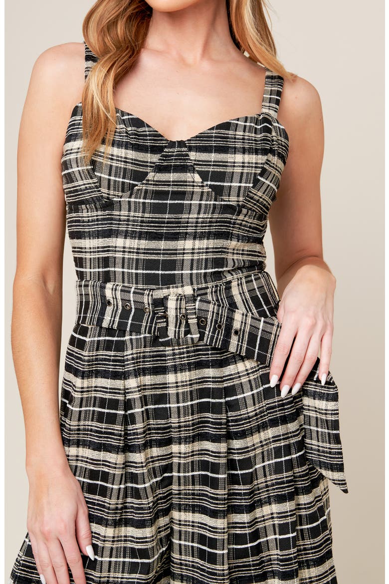 Plaid Wide Leg Jumpsuit, Alternate, color, BLACK