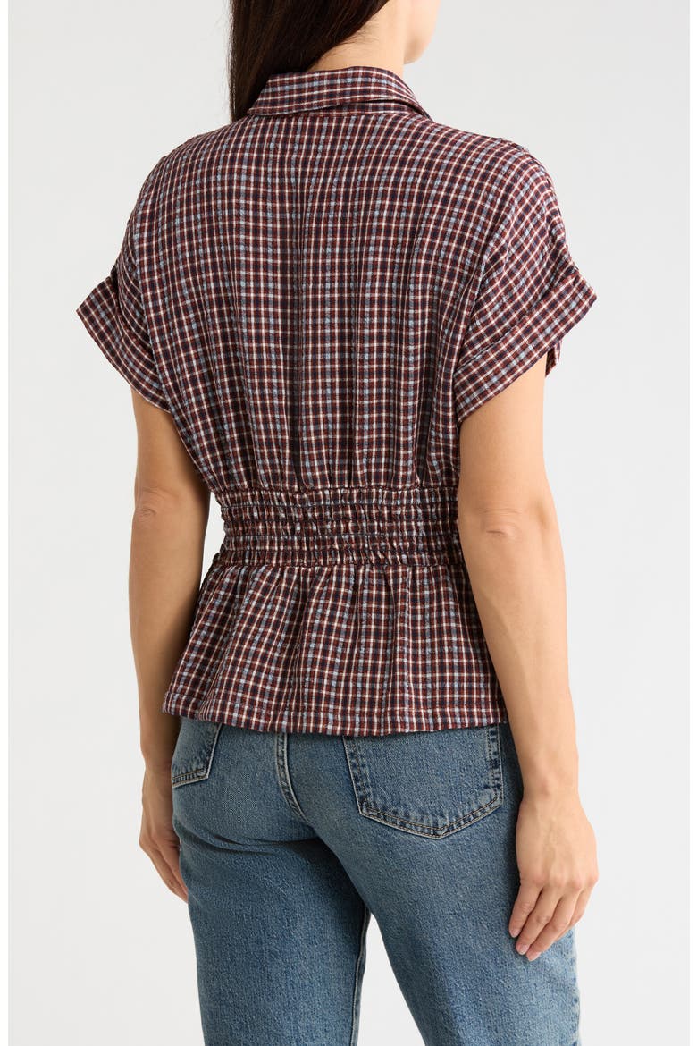 Plaid Short Sleeve Button-Up Shirt, Alternate, color, RUST/ NAVY PLAID