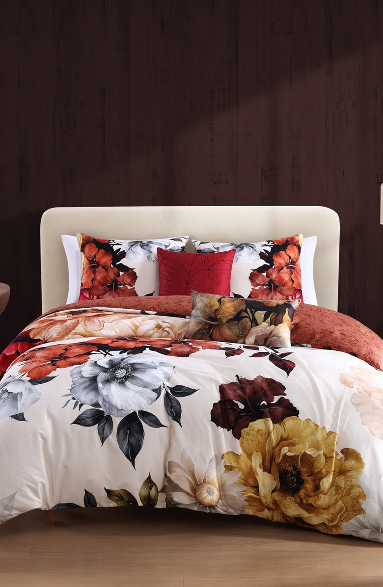 Bebejan Carnelian Floral Reversible Cotton Sateen Comforter Set, Alternate, color, 