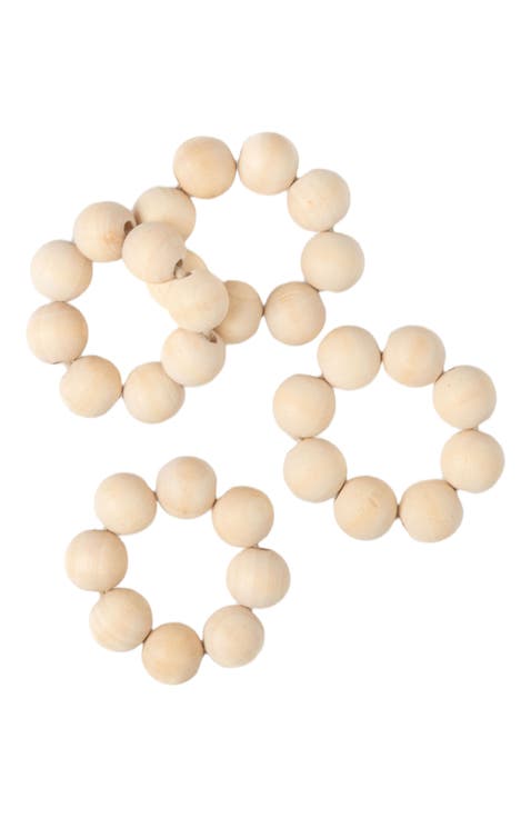 Wooden Sphere Napkin Rings Set of 4