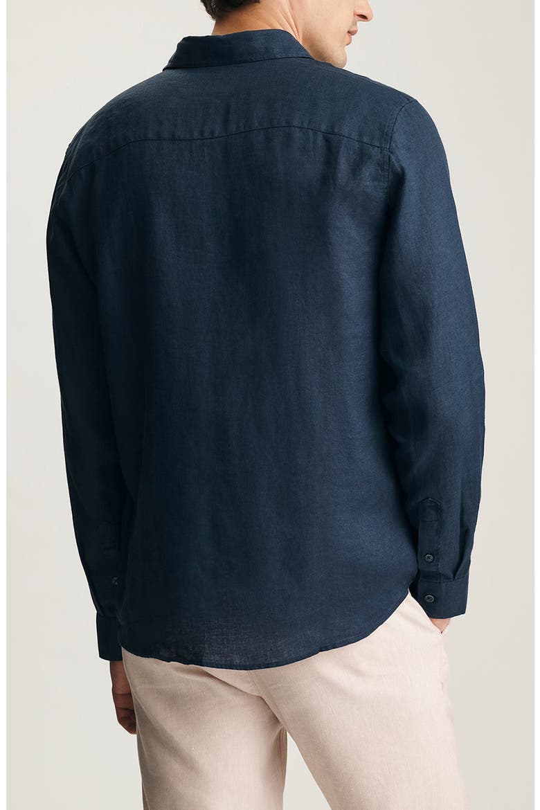 Regular Fit Linen Button-Up Shirt, Alternate, color, BLACK IRIS