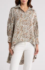 PATRIZIA LUCA Oversize Long Sleeve High-Low Top