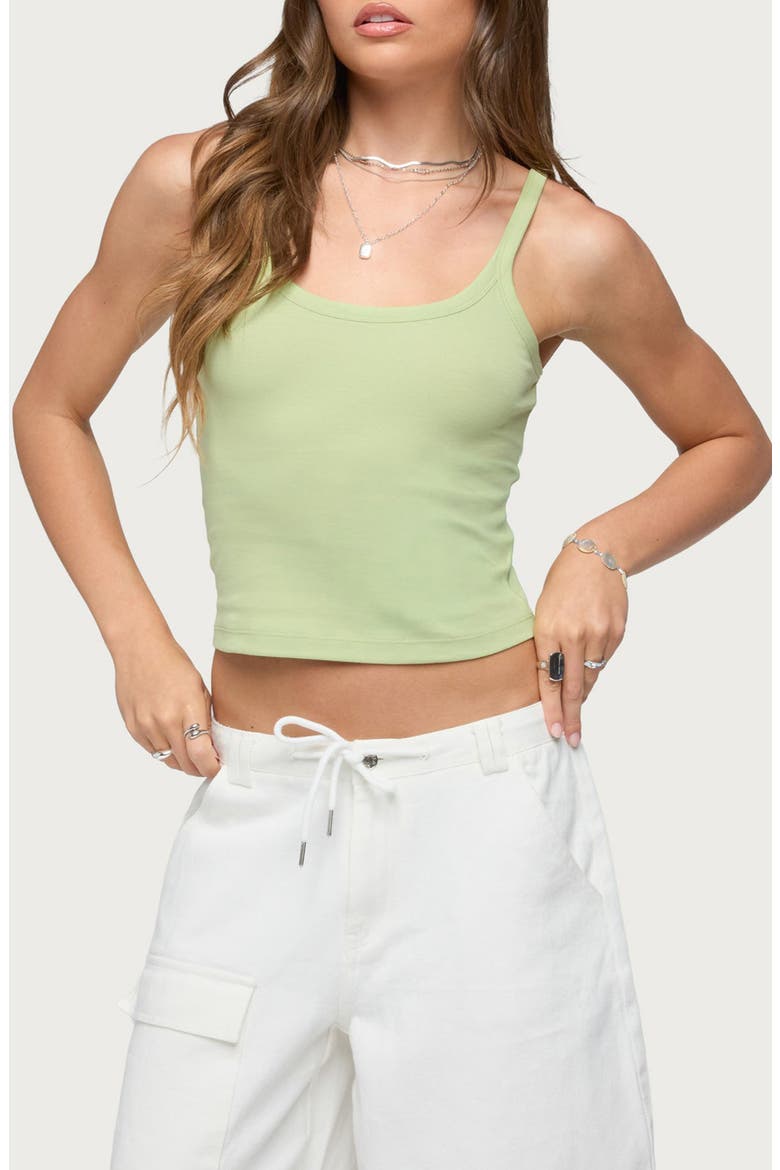 Basic Babe Stretch Cotton Crop Camisole, Main, color, GREEN