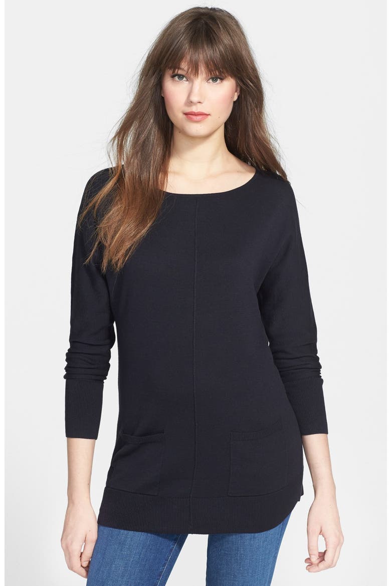 Pocket Tunic Sweater, Main, color, BLACK