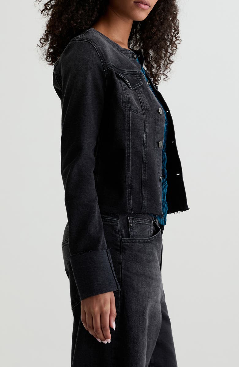 AG Robyn Raw Hem Fitted Denim Crop Jacket, Alternate, color, Nebula