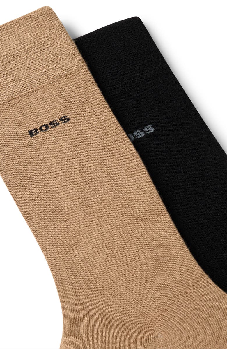 BOSS Assorted 2-Pack Crew Socks, Alternate, color, Medium Beige