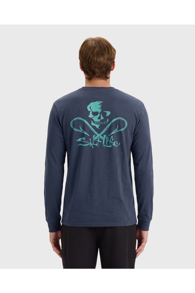 Skull and Hooks Long Sleeve Tee, Alternate, color, VINTAGE INDIGO