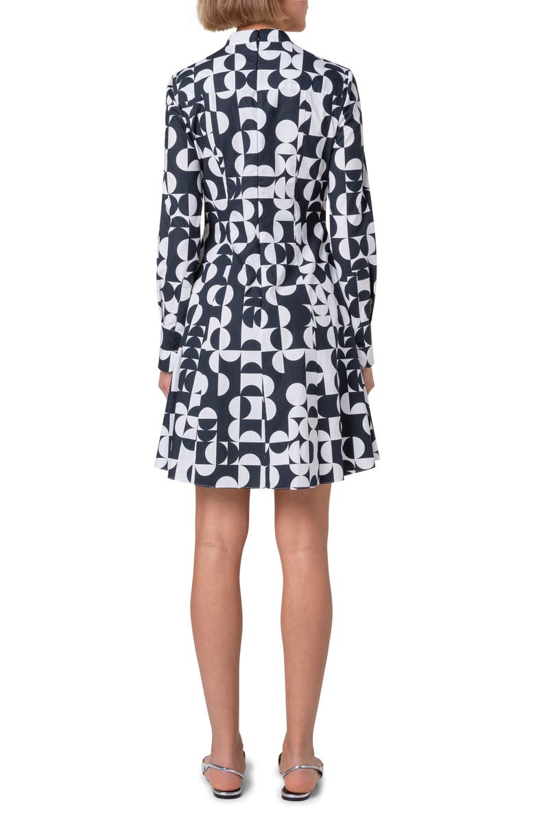 Akris punto Mini Half Grid Circle Print Long Sleeve Shirtdress, Alternate, color, 