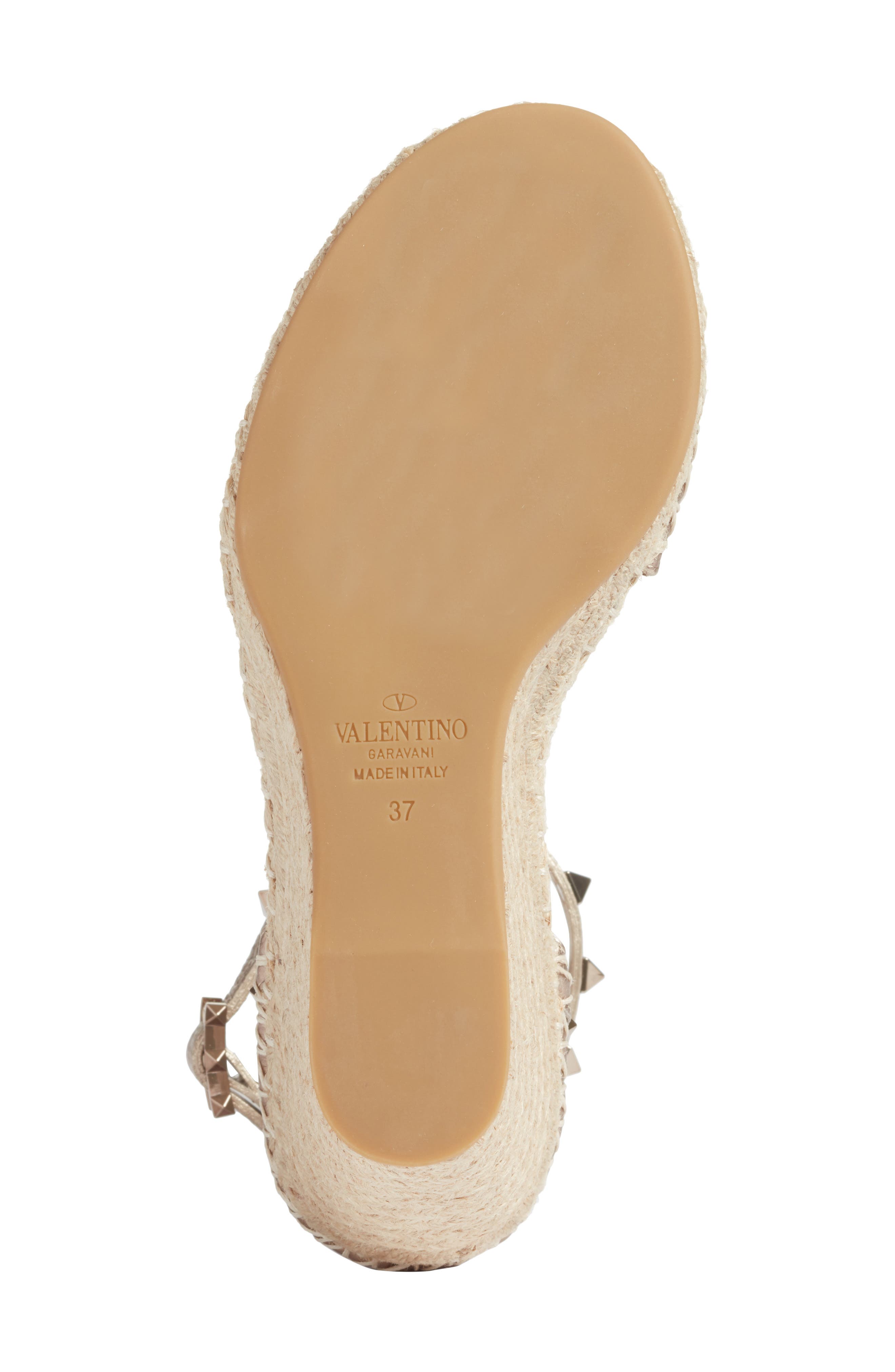 Rockstud Espadrille Sandal, Alternate, color, SKIN METALLIC LEATHER