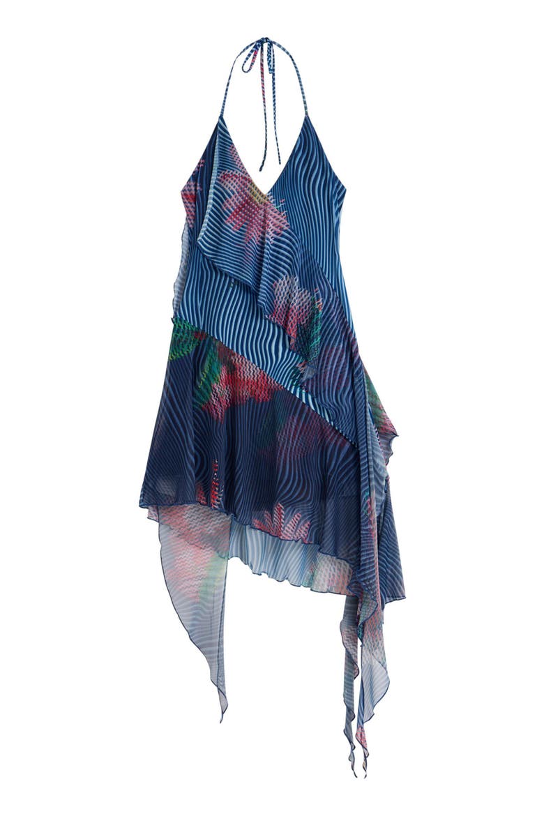 Asymmetric Halter Dress, Alternate, color, BLUE