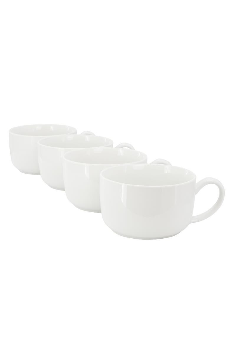 Great Essentials 4 Piece 32.5 Ounce Fine Ceramic Large Latte Mug Set, Main, color, White