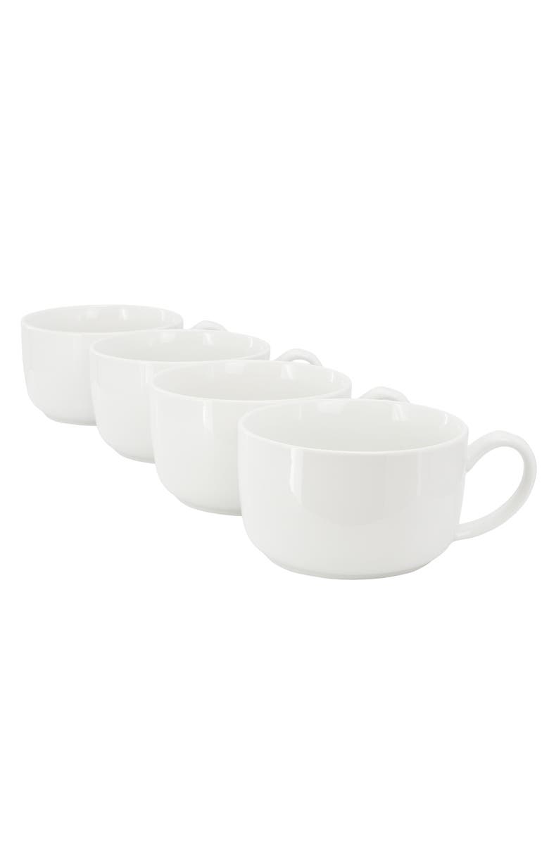 Gibson Home Great Essentials 4 Piece 32.5 Ounce Fine Ceramic Large Latte Mug Set, Main, color, White