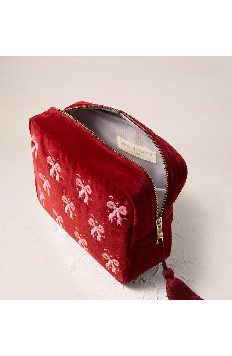 Elizabeth Scarlett Dazzling Bows Velvet Wash Bag, Alternate, color,