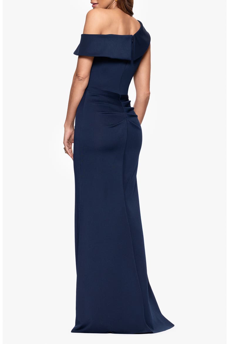 Ruffle One-Shoulder Scuba Knit Gown, Alternate, color, MIDNIGHT