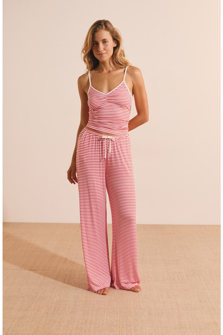 Vicky Striped Wide Leg Pajama Pants, Alternate, color, RED