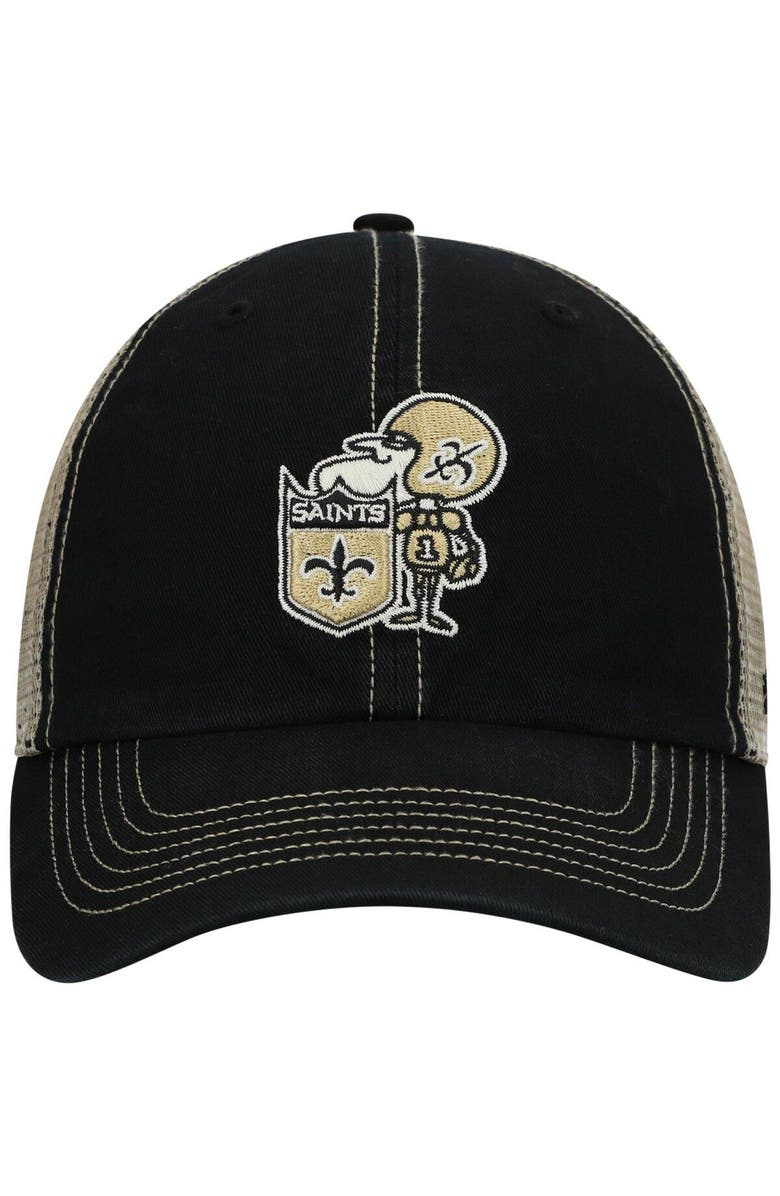 '47 Men's '47 Black/Natural New Orleans Saints Legacy Trawler Trucker Clean Up Snapback Hat, Alternate, color, 