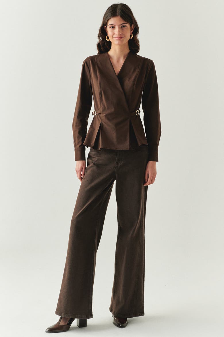 Ashylnn Wrap Collar Shirt, Alternate, color, BROWN
