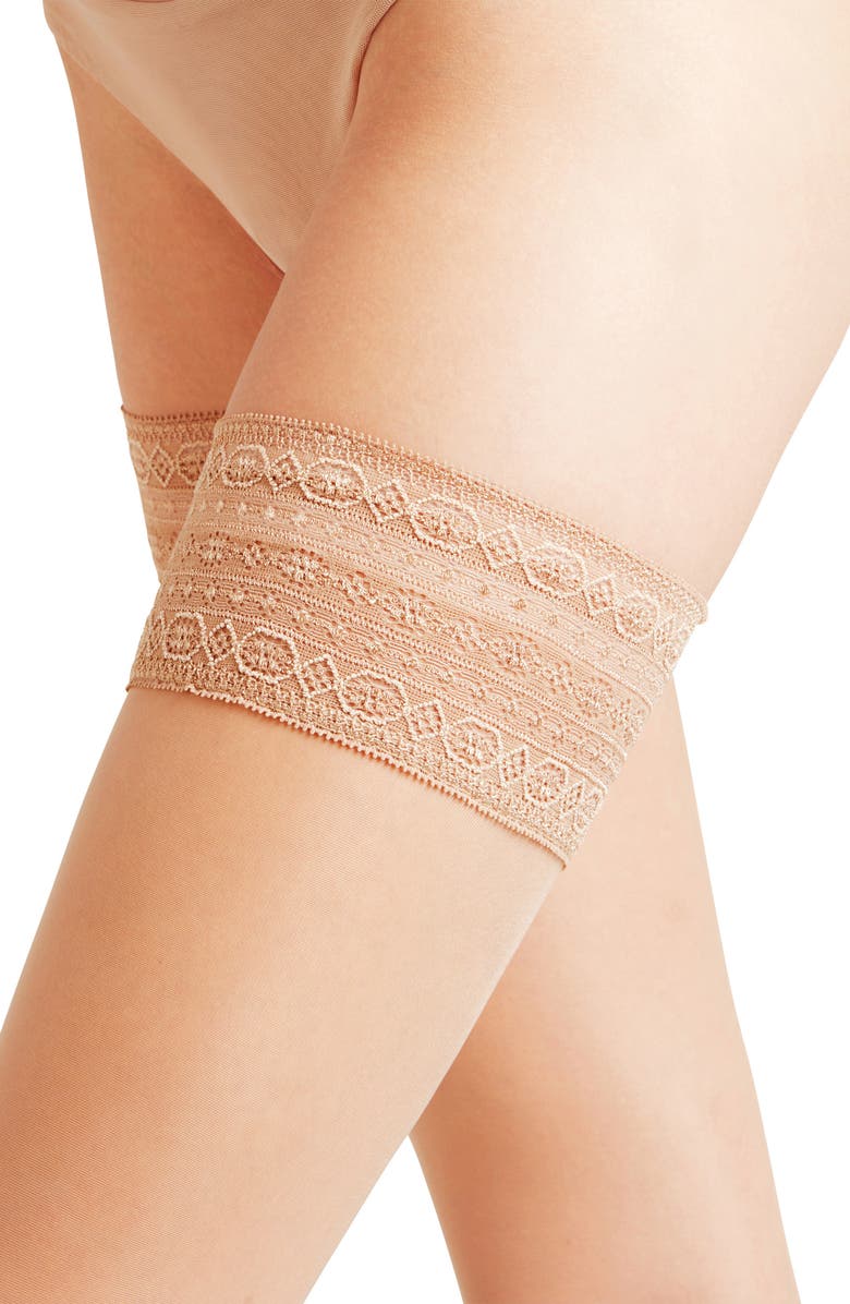 Falke Seidenglatt 15 Stay-Up Stockings, Alternate, color, Powder