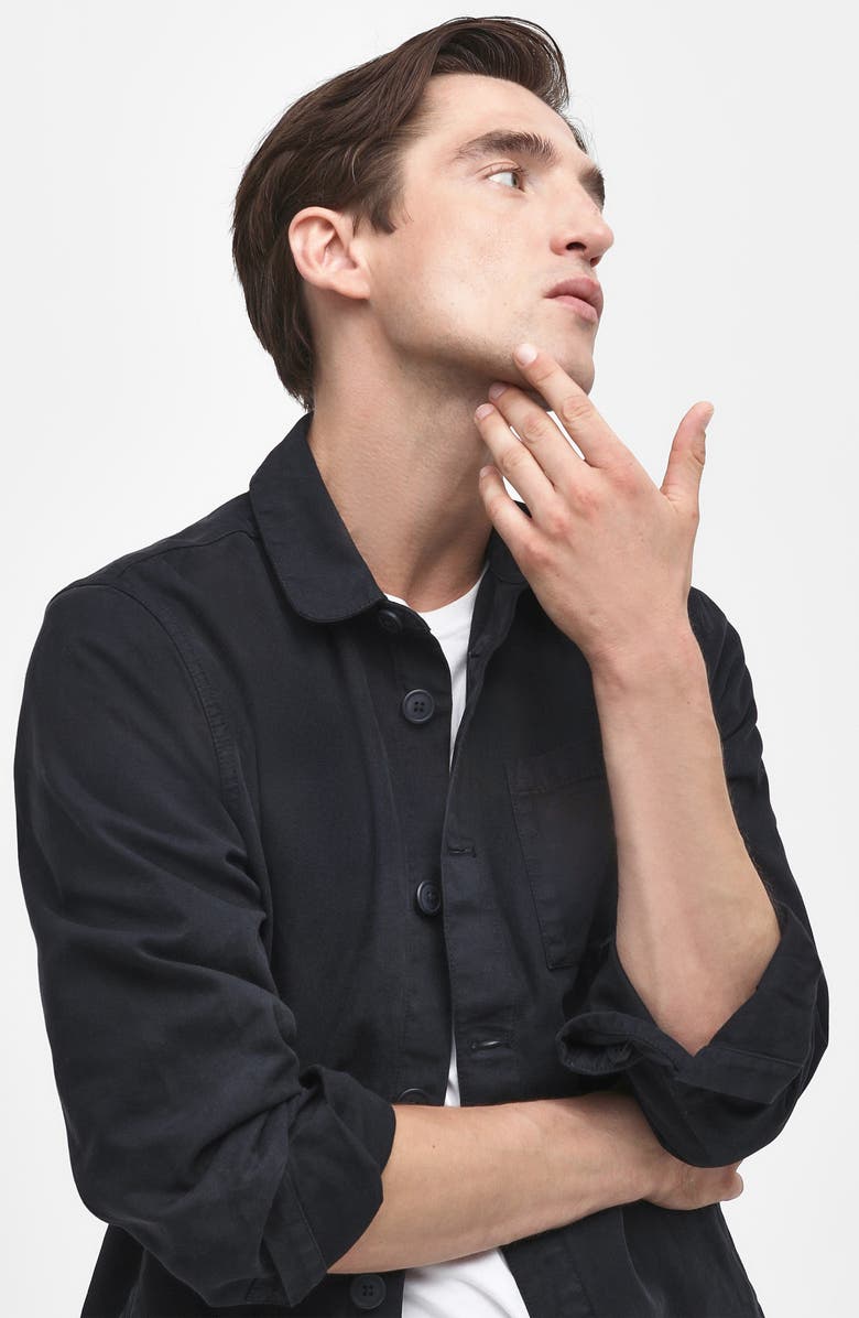 Barbour Washed Cotton Twill Overshirt, Alternate, color, Navy