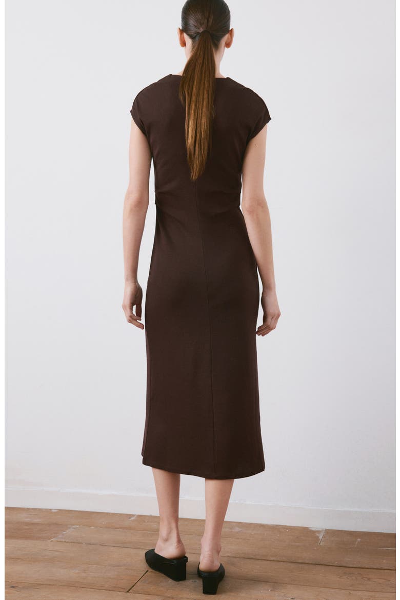 Cotton Jersey Midi Dress, Alternate, color, BROWN