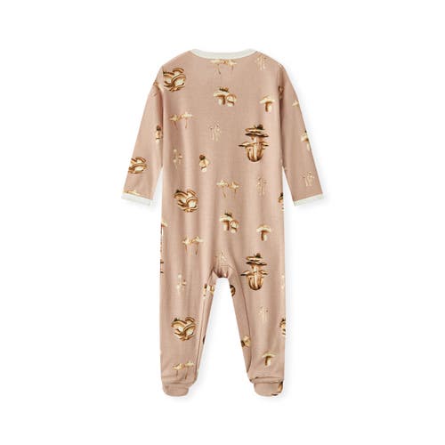 Milkbarn Organic Cotton Zipper Footed Romper In Brown