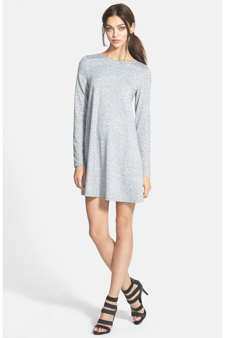 Long Sleeve Shift Dress, Main, color, GREY MARL