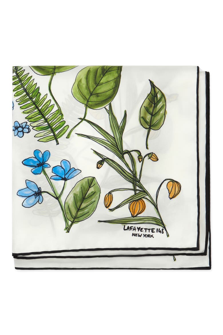 Gardens of New York Square Silk Scarf, Alternate, color, WHITE MULTI