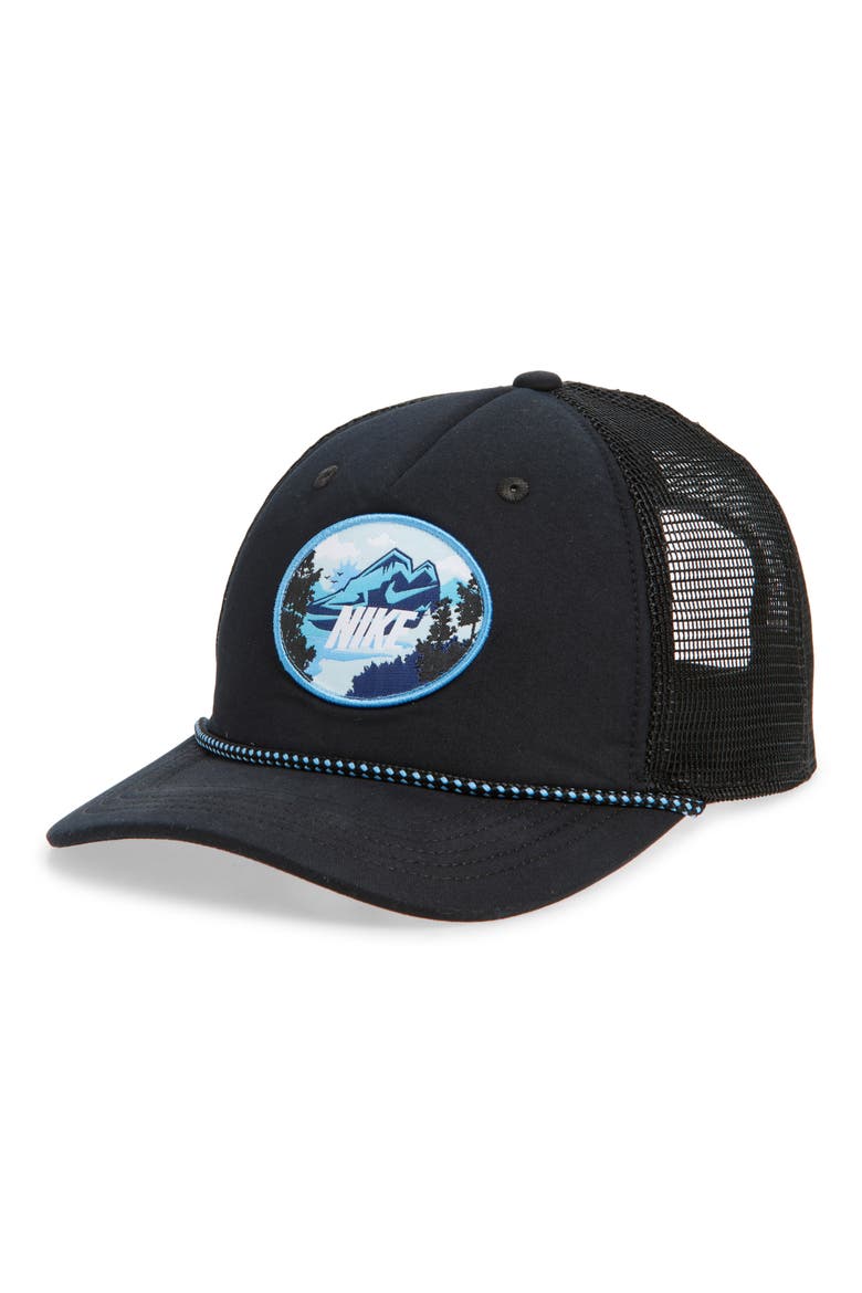 Kids' Rise Big Trucker Hat, Main, color, BLACK/ BARELY VOLT