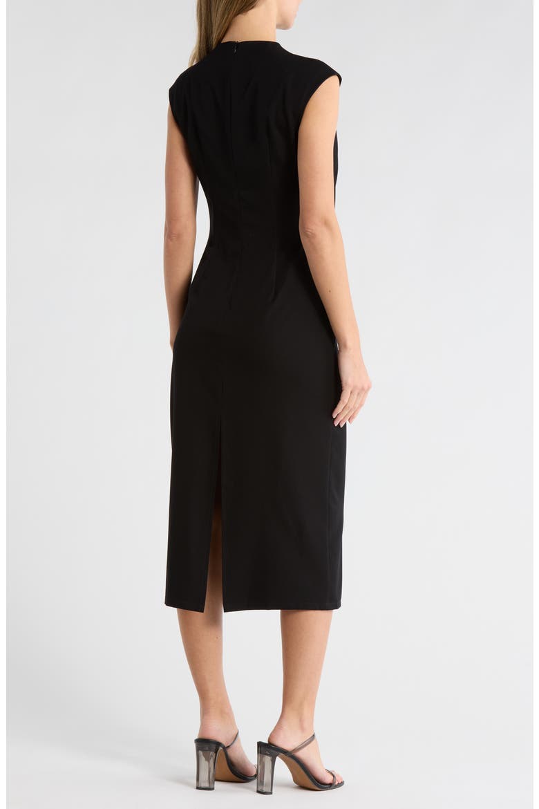 Charmi Cap Sleeve Midi Dress, Alternate, color, BLACK
